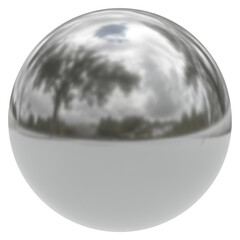 Wall Mural - PNG Reflective sphere displays a serene landscape reflection.