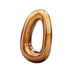 Poster - A gleaming golden zero full of promise and reflection floating in infinite on transparent background