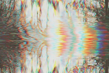 Poster - Digital error with forest tree reflections