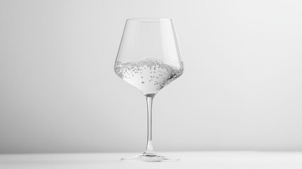 Poster - Wine glass filled with sparkling water on plain white background