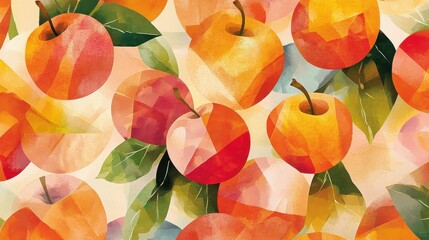 Poster - Vibrant assortment of colorful apples on cream background