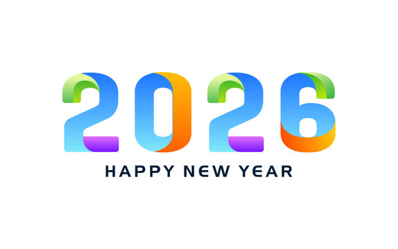 New Year 2026 Logo Design, with colorful numbers, for New Year celebrations, events and greetings