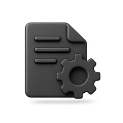 Poster - Dark Gray 3D Rendered Document and Gear Icon