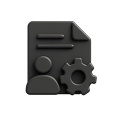 Poster - Dark Grey 3D Document Icon with User Profile and Gear Setting