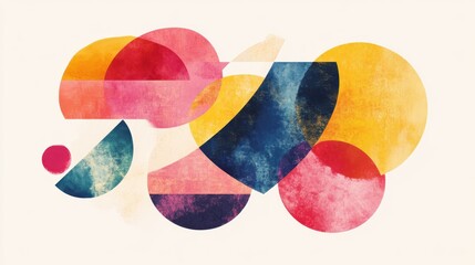 Fototapete - Vibrant abstract artwork with overlapping circles on white background