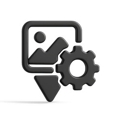 Poster - Dark Grey 3D Embossed Image Gear Icon