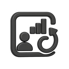 Poster - Dark Grey 3D Embossed Icon of Person Graph and Update Arrow
