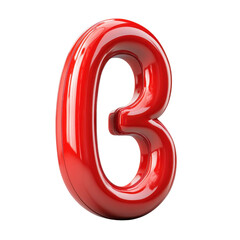 Poster - Lustrous red number three celebrating vibrant design and playful on transparent background