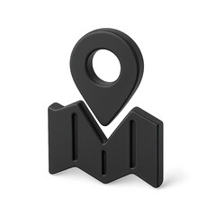 Poster - Dark Grey 3D Isometric Map with Location Pin