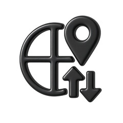 Poster - Dark Grey 3D Navigation Icon with Global Positioning System