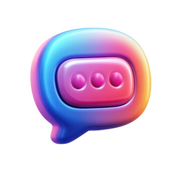 A vibrant futuristic speech bubble icon representing thoughts and dialogue on transparent background
