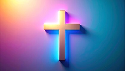Aufkleber - Glowing cross with vibrant gradient background for religious themes
