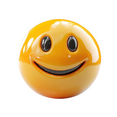 Poster - An inviting glossy orange smiley face radiating pure joy and happiness on transparent background