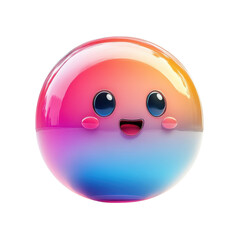 Poster - A cheerful colorful sphere with a beaming smile evokes joy and optimism in on transparent background