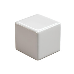 Poster - A solitary pristine white cube resting in simple elegance against a dark on transparent background