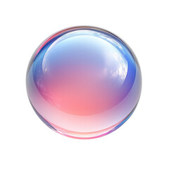 Poster - A shimmering iridescent bubble reflecting soft pink and blue hues of a on transparent background