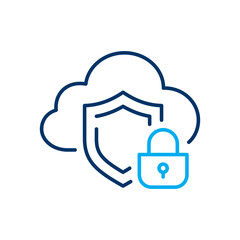 Aufkleber - Cloud security icon. Symbol of data protection. Vector illustration. Editable stroke.