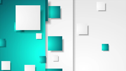 Fototapete - Blue and grey tech geometric corporate background with squares