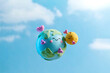 © Marc Tran/Stocksy - Earth and Heart with cloud over blue sky