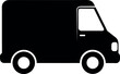 © Rakin - Simple black and white delivery truck icon for transportation services