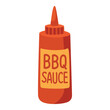 © exxxistence - Red squeeze bottle of barbecue sauce with yellow label, drawn in flat cartoon vector style.