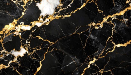 Wall Mural - luxurious black and gold marble texture with subtle metallic veins