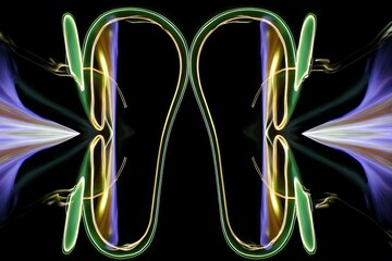 Poster - Symmetrical abstract light patterns on black
