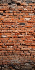 Poster - urban brick pattern with textured red bricks, old horizontal brick walls background for design
