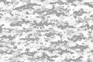 Leinwandbilder - Abstract halftone seamless camouflage pattern. Repeating digital dotted hexagonal camo military texture background. Abstract modern fabric textile ornament. Vector illustration.