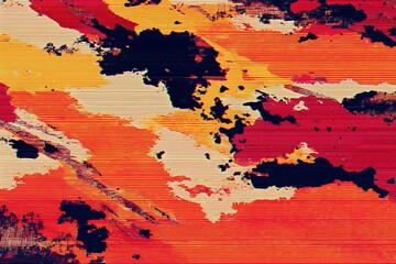 Poster - Abstract red and orange linear landscape