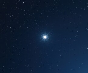 a single lens flare with the light of a bright star shining on a dark blue background.