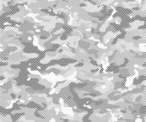 Fototapete - Abstract halftone seamless camouflage pattern. Repeating digital dotted hexagonal camo military texture background. Abstract modern fabric textile ornament. Vector illustration.