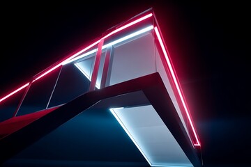 Poster - Futuristic structure glows with vibrant colors