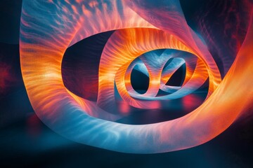Aufkleber - Colorful abstract tunnel design with vibrant light patterns illuminating its curves and shapes