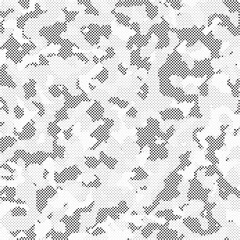 Fototapete - Abstract halftone seamless camouflage pattern. Repeating digital dotted hexagonal camo military texture background. Abstract modern fabric textile ornament. Vector illustration.