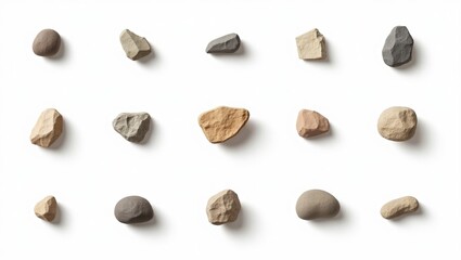 Leinwandbilder - stones in various shapes and colors scattered across a surface, each with its own unique texture and form