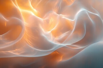 Aufkleber - Abstract light patterns create a mesmerizing effect in soft flowing textures resembling waves and delicate fabric in warm tones
