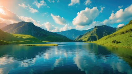 Wall Mural - romania's summer mountain scenery in the carpathian range featuring alpine lakes and peaceful landsc