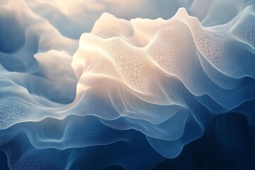 Aufkleber - Abstract blue and white texture flowing gracefully in waves, evoking a sense of calm and tranquility