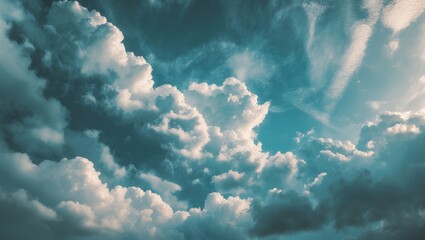 Wall Mural - vivid sky with layered clouds and touches of blue in a serene landscape