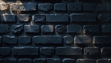 Poster - Dark brick texture highlighting rough surface and muted industrial tones