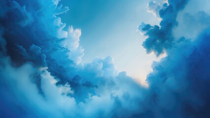 Wall Mural - blue watercolor with soft ink and abstract background texture for creative design