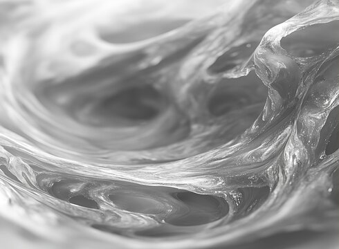Intricate swirls of monochromatic fluid abstraction, textural waves and luminosity