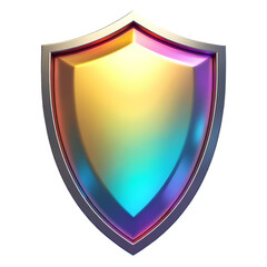 Poster - A vibrant shield with a silver border and a rainbow gradient in a  isolated on transparent background