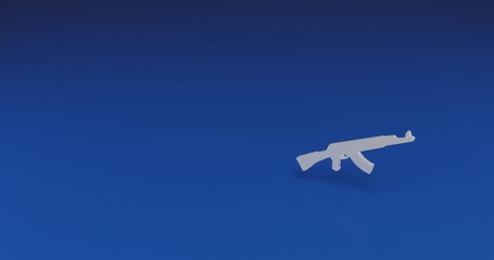Poster - Isolated realistic white assault rifle with shadow. Located on the right side of the scene. 3d illustration on transparent background