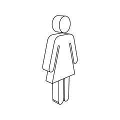 Poster - The outline of a large woman symbol is made with black lines. 3D view of the object in perspective. Vector illustration on white background