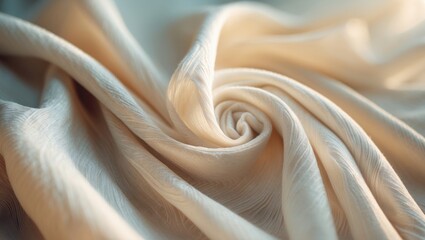 Poster - Close-up of beige fabric showcasing delicate patterns and subtle textures