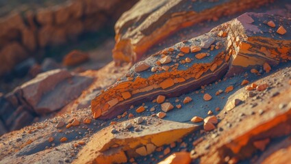 Poster - Close-up of rustic stone surface with natural patterns and textures