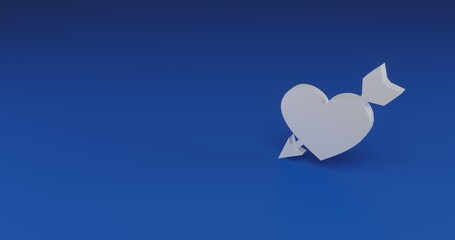 Poster - Isolated realistic white cupid arrow symbol with shadow. Located on the right side of the scene. 3d illustration on transparent background