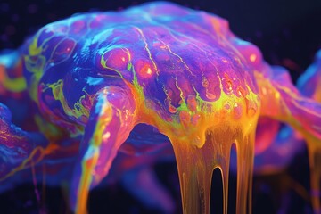 Poster - Vibrant crab glows in neon colors under ultraviolet light in ocean depths